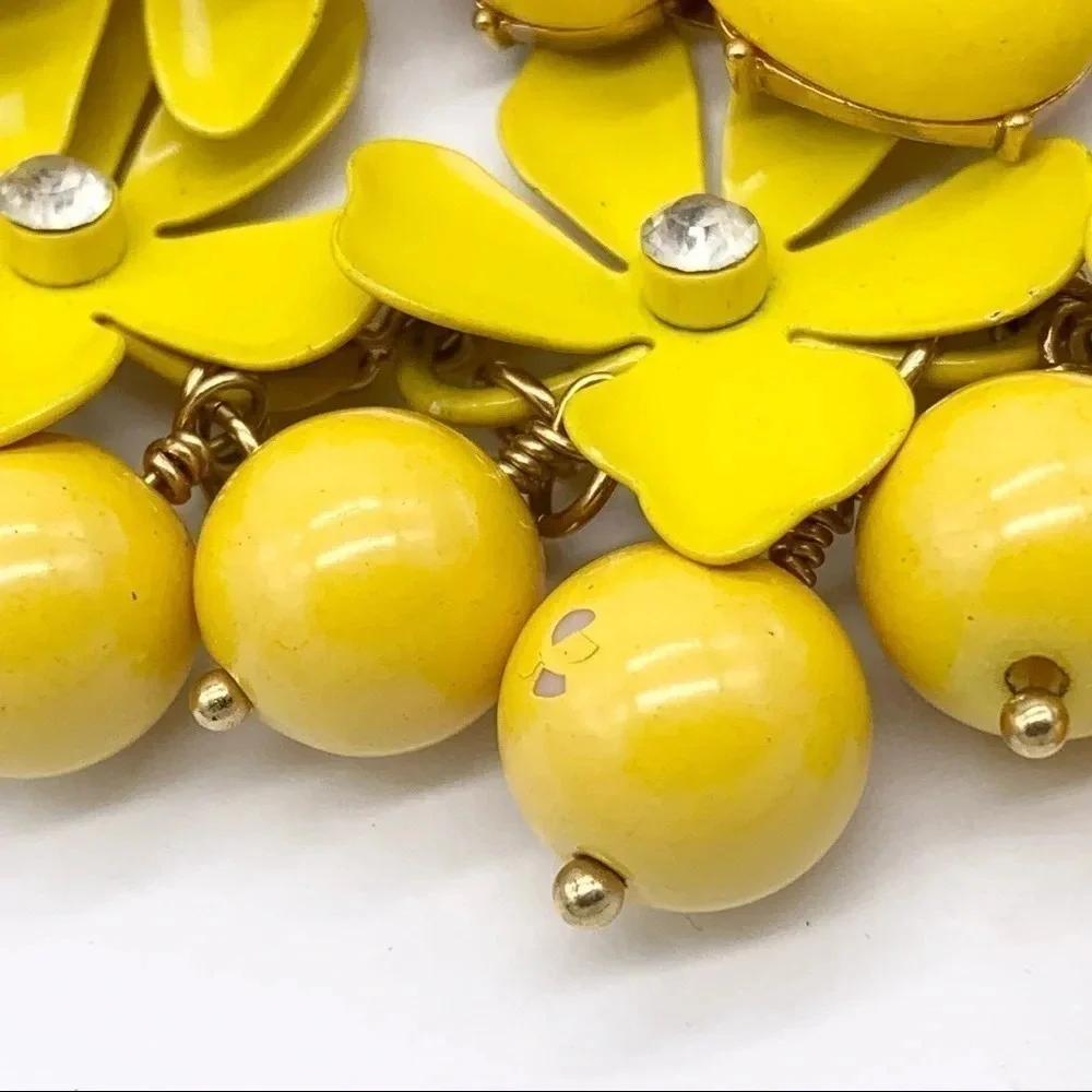J. Crew Vintage Yellow Enameled Flower and Beaded Necklace